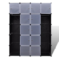 Modular Cabinet 14 Compartments Black and White 37x146x180.5 cm Kings Warehouse 