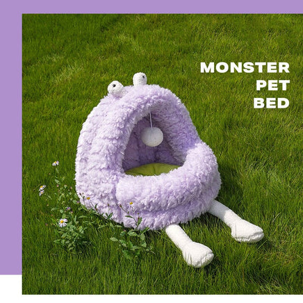 Monster Dog Cat Pet Calming Bed Warm Soft Plush Nest Comfy Sleeping Kennel Cave Kings Warehouse 