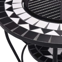 Mosaic Fire Pit Table Black and White 68 cm Ceramic Kings Warehouse 