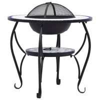Mosaic Fire Pit Table Blue and White 68 cm Ceramic Kings Warehouse 