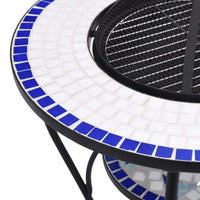 Mosaic Fire Pit Table Blue and White 68 cm Ceramic Kings Warehouse 