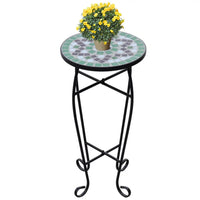 Mosaic Side Table Plant Table Green White Garden Supplies Kings Warehouse 