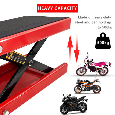 Motorcycle Bike ATV Wide Repair Deck Scissor Lift Jack Crank Hoist Stand 500kg Kings Warehouse 