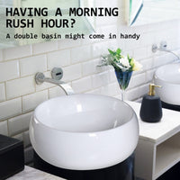 Muriel 40 x 40 x 15.5cm White Ceramic Bathroom Basin Vanity Sink Round Above Counter Top Mount Bowl Kings Warehouse 