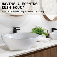 Muriel 41 x 34 x 14.5cm White Ceramic Bathroom Basin Vanity Sink Oval Above Counter Top Mount Bowl Kings Warehouse 