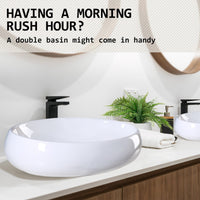 Muriel 48 x 34 x 14.5cm White Ceramic Bathroom Basin Vanity Sink Oval Above Counter Top Mount Bowl Kings Warehouse 