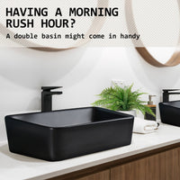 Muriel 48 x 37.5 x 13cm Black Ceramic Bathroom Basin Vanity Sink Above Counter Top Mount Bowl Kings Warehouse 