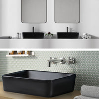 Muriel 48 x 37.5 x 13cm Black Ceramic Bathroom Basin Vanity Sink Above Counter Top Mount Bowl Kings Warehouse 
