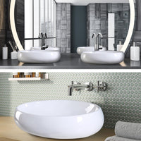 Muriel 59 x 40 x 14.5cm White Ceramic Bathroom Basin Vanity Sink Oval Above Counter Top Mount Bowl Kings Warehouse 