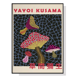 Mushroom By Yayoi Kusama Black Frame Canvas 70cmx100cm Kings Warehouse