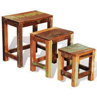 Nesting Table Set 3 Pieces Vintage Reclaimed Wood Kings Warehouse 
