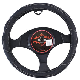 Nevada Steering Wheel Cover - Black/White [Leather] Kings Warehouse 