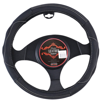 Nevada Steering Wheel Cover - Black/White [Leather] Kings Warehouse 