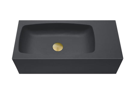 New Concrete Cement Wash Basin Counter Top Matte Black Wall Hung Curved Basin Kings Warehouse 