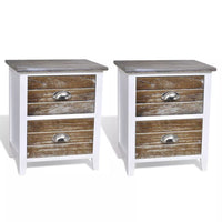 Nightstand 2 pcs with 2 Drawers Brown and White FALSE Kings Warehouse 