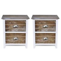 Nightstand 2 pcs with 2 Drawers Brown and White FALSE Kings Warehouse 