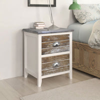 Nightstand 2 pcs with 2 Drawers Brown and White FALSE Kings Warehouse Default Title 