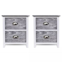 Nightstand 2 pcs with 2 Drawers Grey and White FALSE Kings Warehouse 