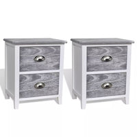 Nightstand 2 pcs with 2 Drawers Grey and White FALSE Kings Warehouse 