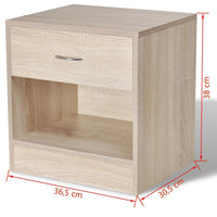 Nightstand 2 pcs with Drawer Oak Colour FALSE Kings Warehouse 