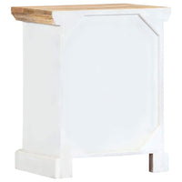 Nightstand White and Brown 40x30x50 cm Solid Rough Mango Wood Kings Warehouse 