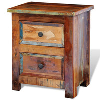 Nightstand with 2 Drawers Solid Reclaimed Wood FALSE Kings Warehouse 