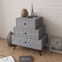 Nightstand with 3 Drawers Grey FALSE Kings Warehouse Default Title 