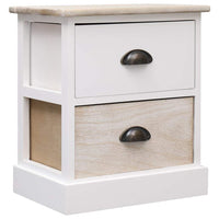 Nightstands 2 pcs White and Natural 38x28x45 cm Paulownia Wood Kings Warehouse 