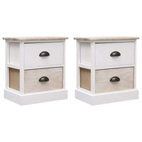 Nightstands 2 pcs White and Natural 38x28x45 cm Paulownia Wood