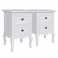 Nightstands 2 pcs with 2 Drawers MDF White FALSE Kings Warehouse 