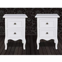 Nightstands 2 pcs with 2 Drawers MDF White FALSE Kings Warehouse 