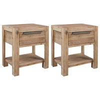 Nightstands with Drawers 2 pcs 40x30x48 cm Solid Acacia Wood Kings Warehouse 