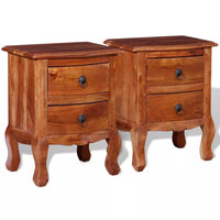 Nightstands with Drawers 2 pcs Solid Acacia Wood FALSE Kings Warehouse 