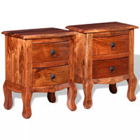 Nightstands with Drawers 2 pcs Solid Acacia Wood FALSE Kings Warehouse 