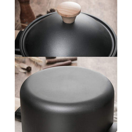 Non-stick Carbon Steel Dutch oven soup pot pan frying pan with lid wooden handle Kings Warehouse 