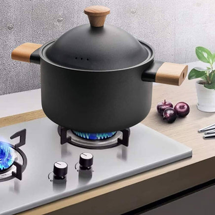 Non-stick Carbon Steel Dutch oven soup pot pan frying pan with lid wooden handle Kings Warehouse 