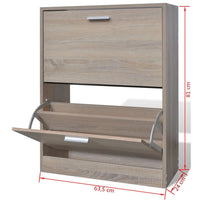 Oak Look Wooden Shoe Cabinet with 2 Compartments Kings Warehouse 