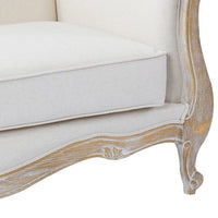 Oak Wood White Washed Finish Rolled Armrest 3 Seater Sofa Linen Fabric Kings Warehouse 