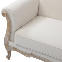 Oak Wood White Washed Finish Rolled Armrest 3+2 Seater Sofa Set Linen Fabric Kings Warehouse 