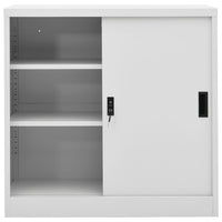 Office Cabinet with Sliding Door Light Grey 90x40x90 cm Steel Kings Warehouse 