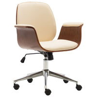 Office Chair Cream Bent Wood and Faux Leather Office Supplies Kings Warehouse 