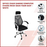 Office Chair Gaming Computer Chairs Mesh Back Foam Seat - White Kings Warehouse 