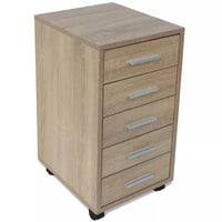 Office Drawer Unit with Castors 5 Drawers Oak Kings Warehouse 