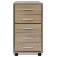 Office Drawer Unit with Castors 5 Drawers Oak Kings Warehouse 