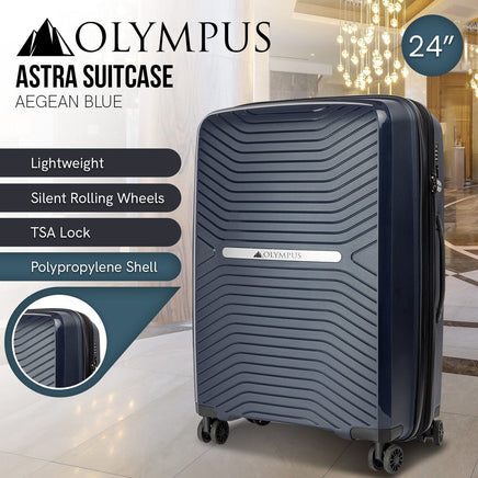 Olympus Astra 24in Lightweight Hard Shell Suitcase - Aegean Blue Kings Warehouse 