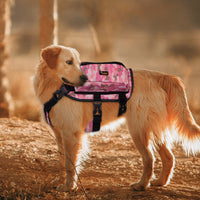 Ondoing Dog Backpack Harness Pet Carrier Saddle Bag Reflective Adjustable Outdoor Hiking-XL-Camo Pink Kings Warehouse 