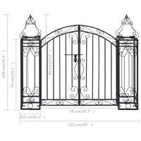 Ornamental Garden Gate Wrought Iron 122x20.5x100 cm Kings Warehouse 