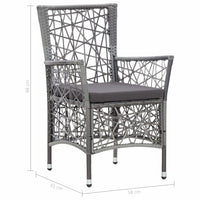 Outdoor Chairs 2 pcs with Cushions Poly Rattan Grey Kings Warehouse 
