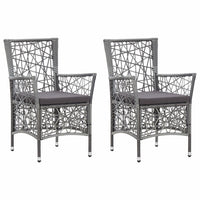 Outdoor Chairs 2 pcs with Cushions Poly Rattan Grey Kings Warehouse 