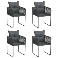 Outdoor Chairs 4 pcs with Pillows Poly Rattan Black Kings Warehouse 
